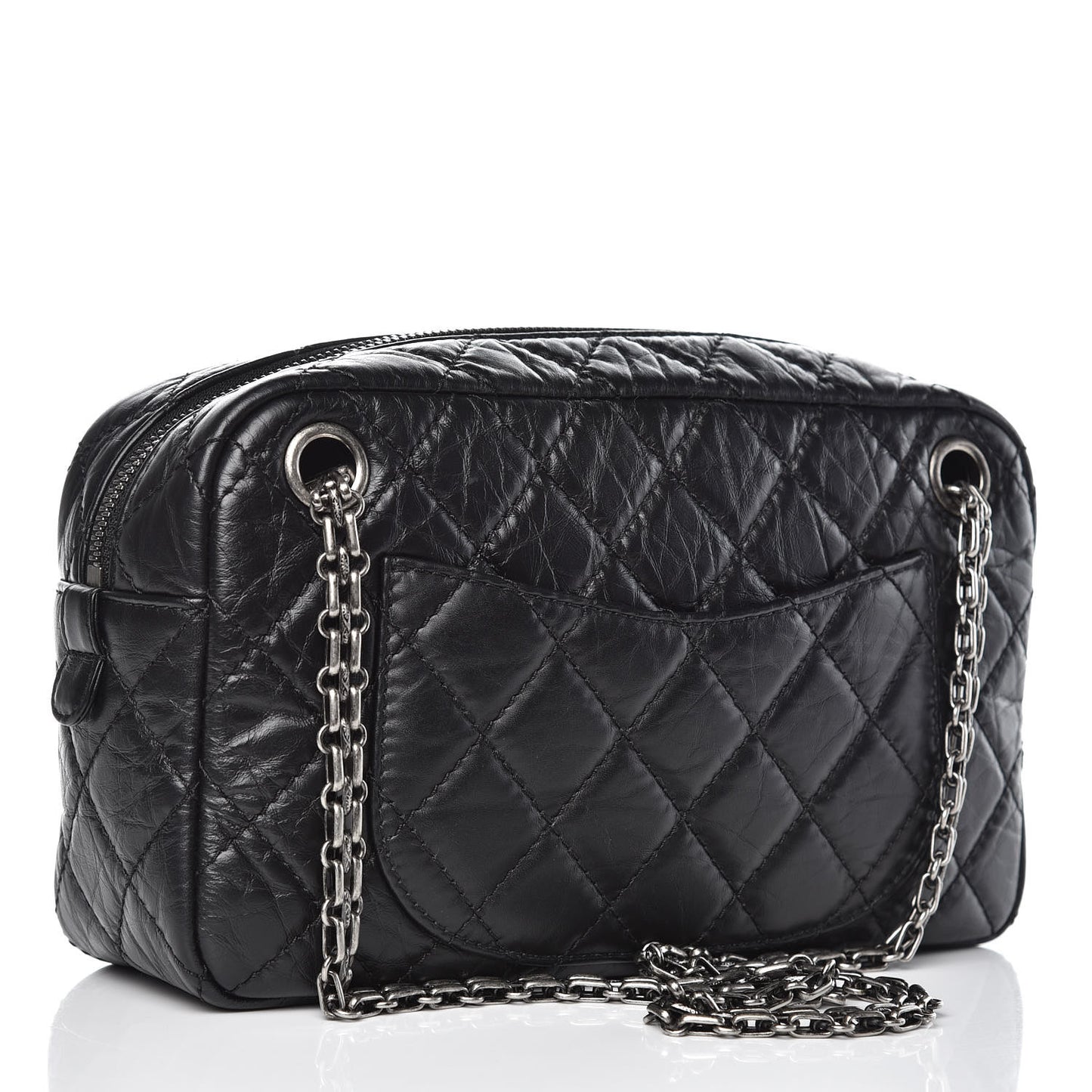 Aged Calfskin Quilted Medium Reissue Camera Case Black