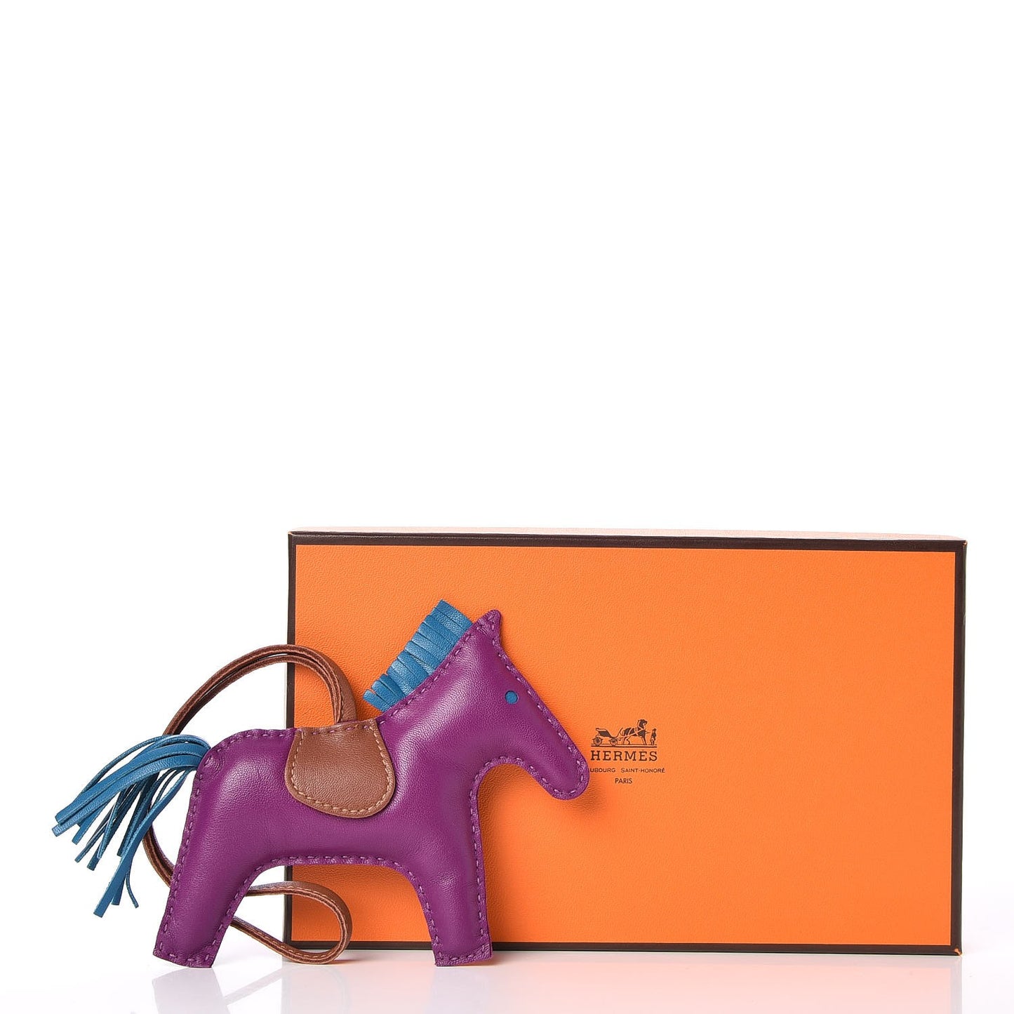 Milo Lambskin Grigri Rodeo Horse Bag Charm MM Anemone Bleu Izmir Fauve