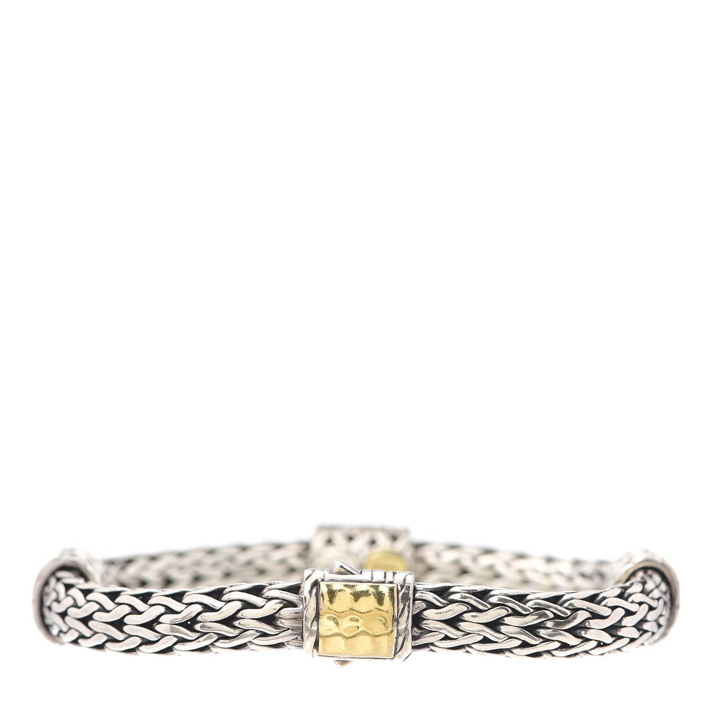 Sterling Silver 22K Yellow Gold 10mm Classic Chain Hammered Bracelet