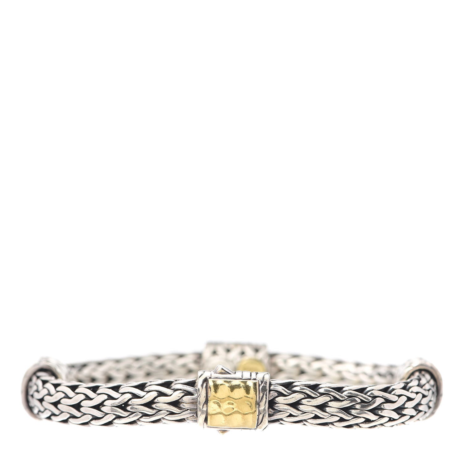 John Hardy Sterling Silver 22K Yellow Gold 10mm Classic Chain Hammered Bracelet 3 of 5