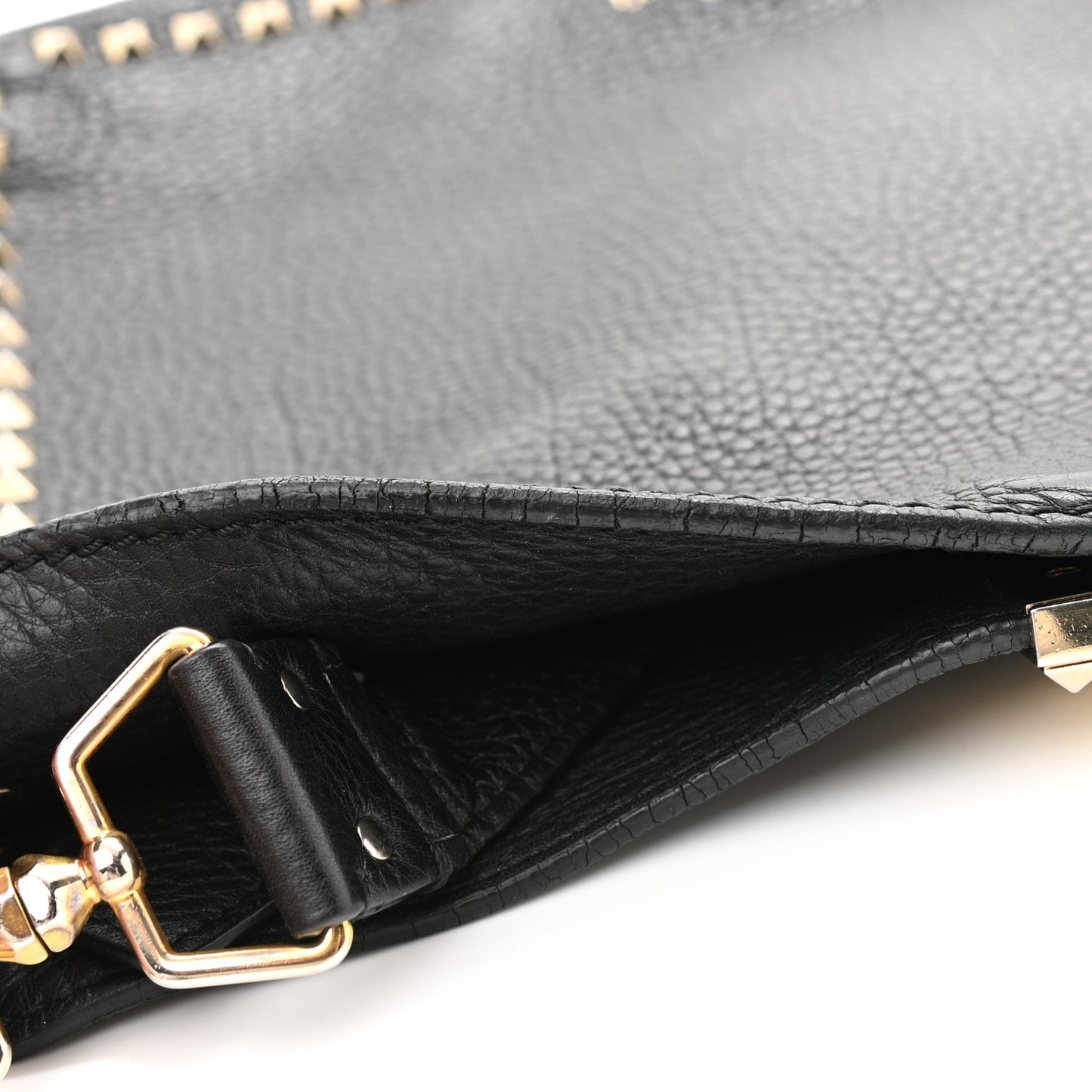 Pebbled Calfskin Large Rockstud Flip-Lock Messenger Bag Black