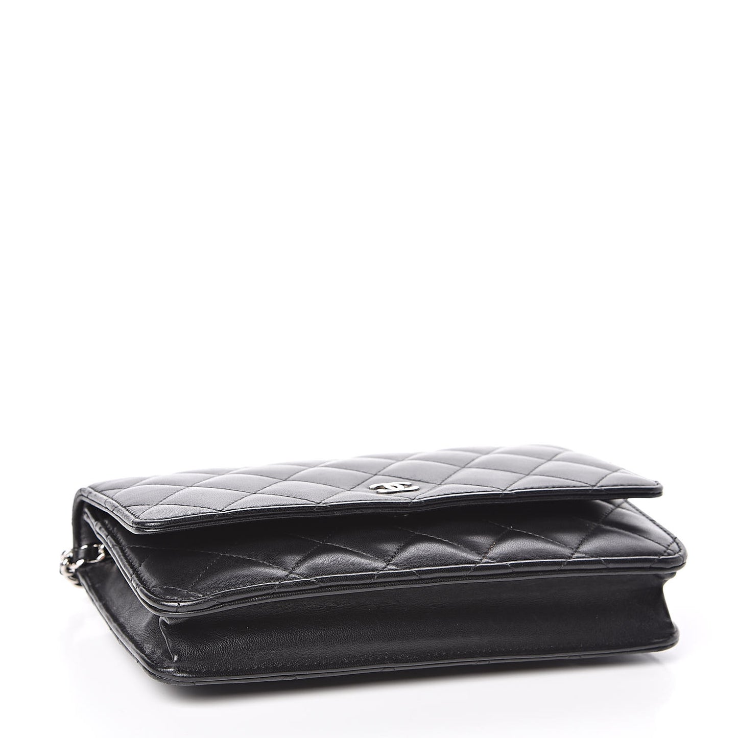 Lambskin Quilted Wallet On Chain WOC Black