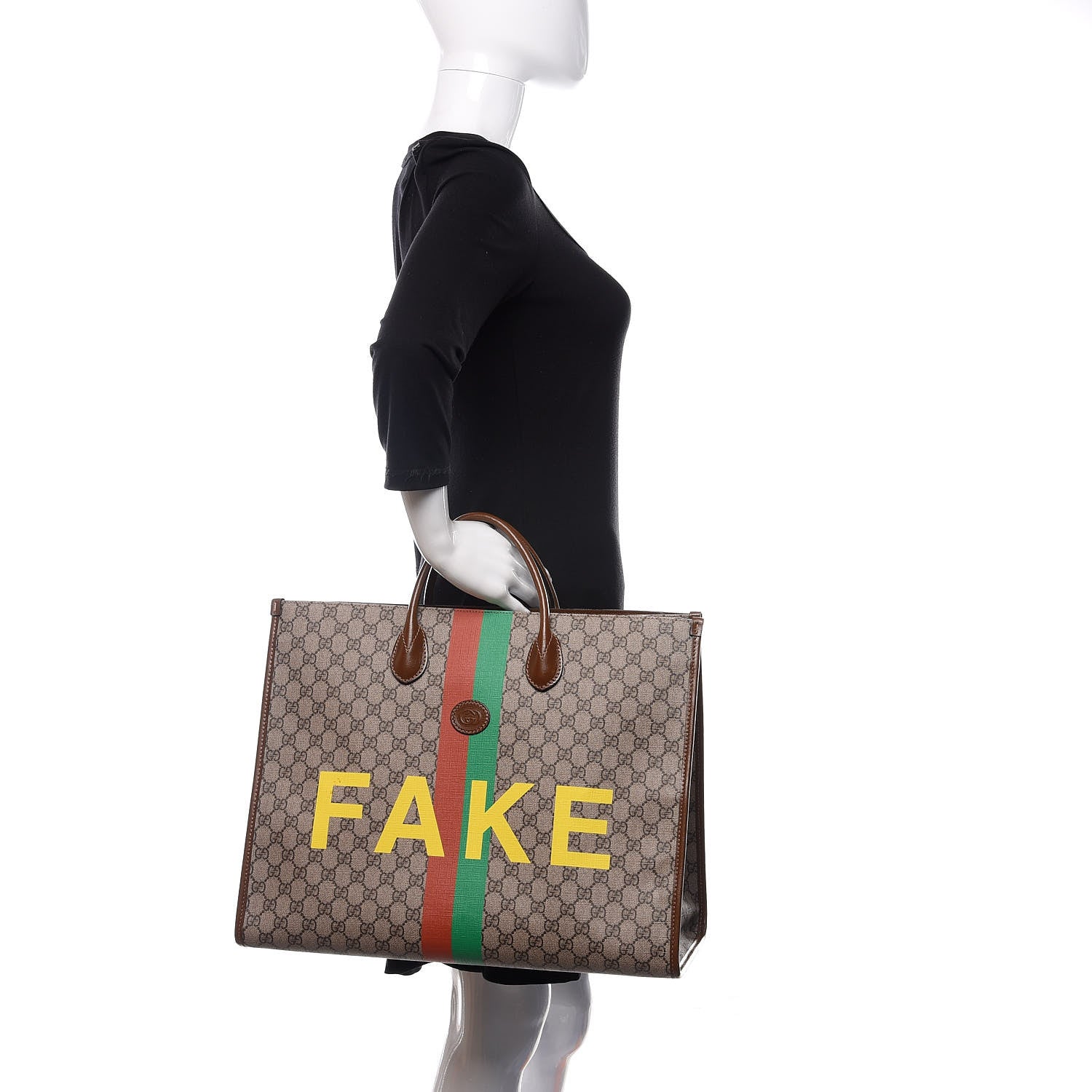 Gucci GG Supreme Monogram Fake/Not Large Retro Interlocking G Tote Bag Beige Brown Sugar 3 of 13