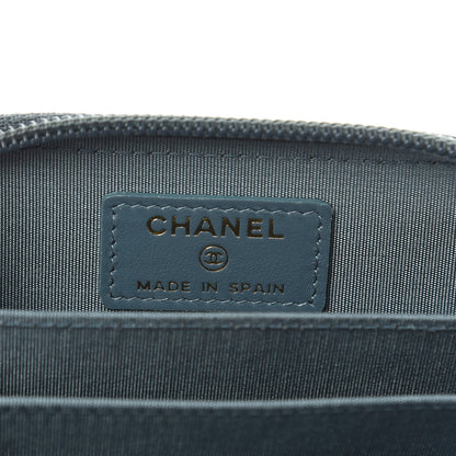 Chanel Caviar Quilted Boy Zip Around Coin Purse Wallet Blue 6 of 8