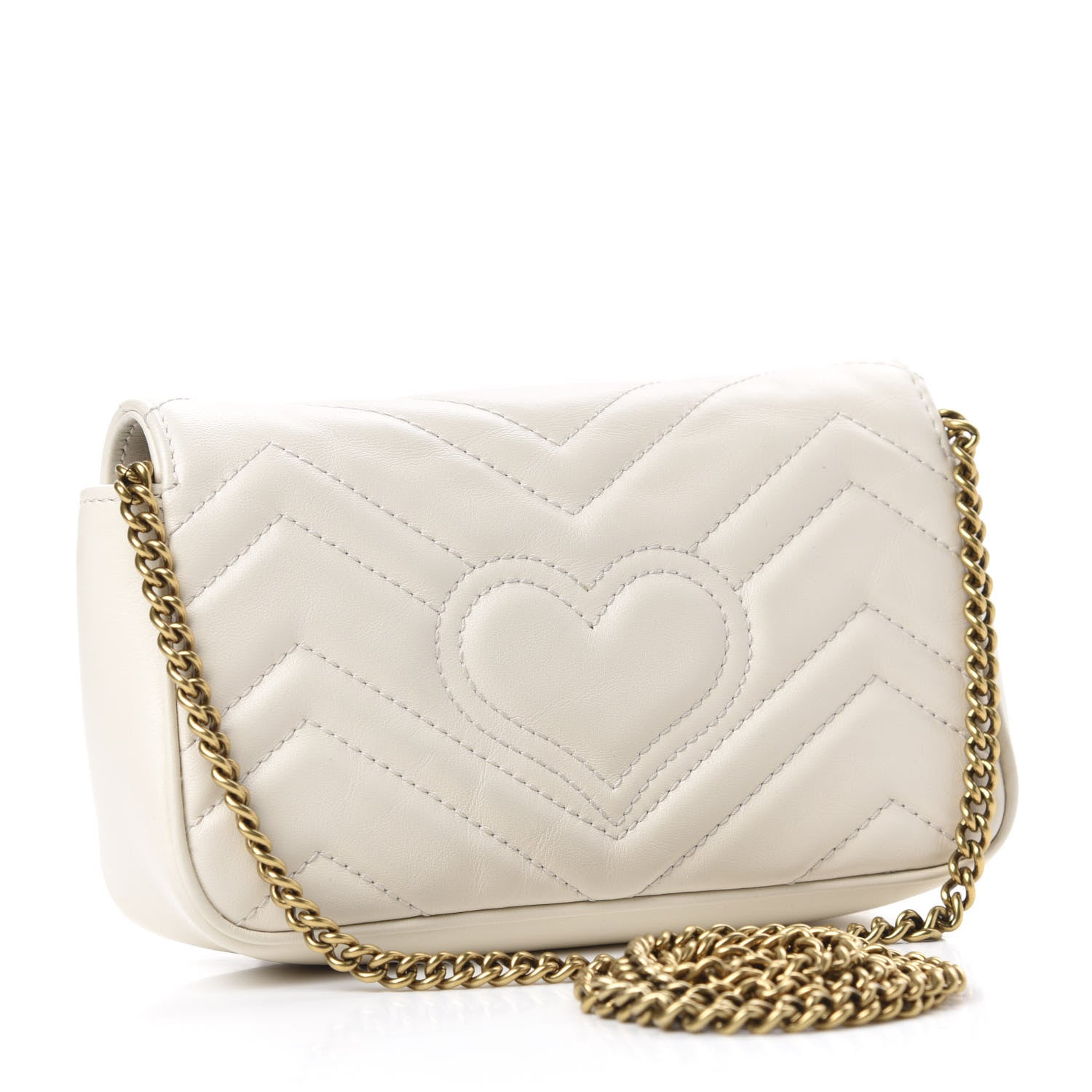 Gucci Calfskin Matelasse Super Mini GG Marmont Shoulder Bag White 3 of 11