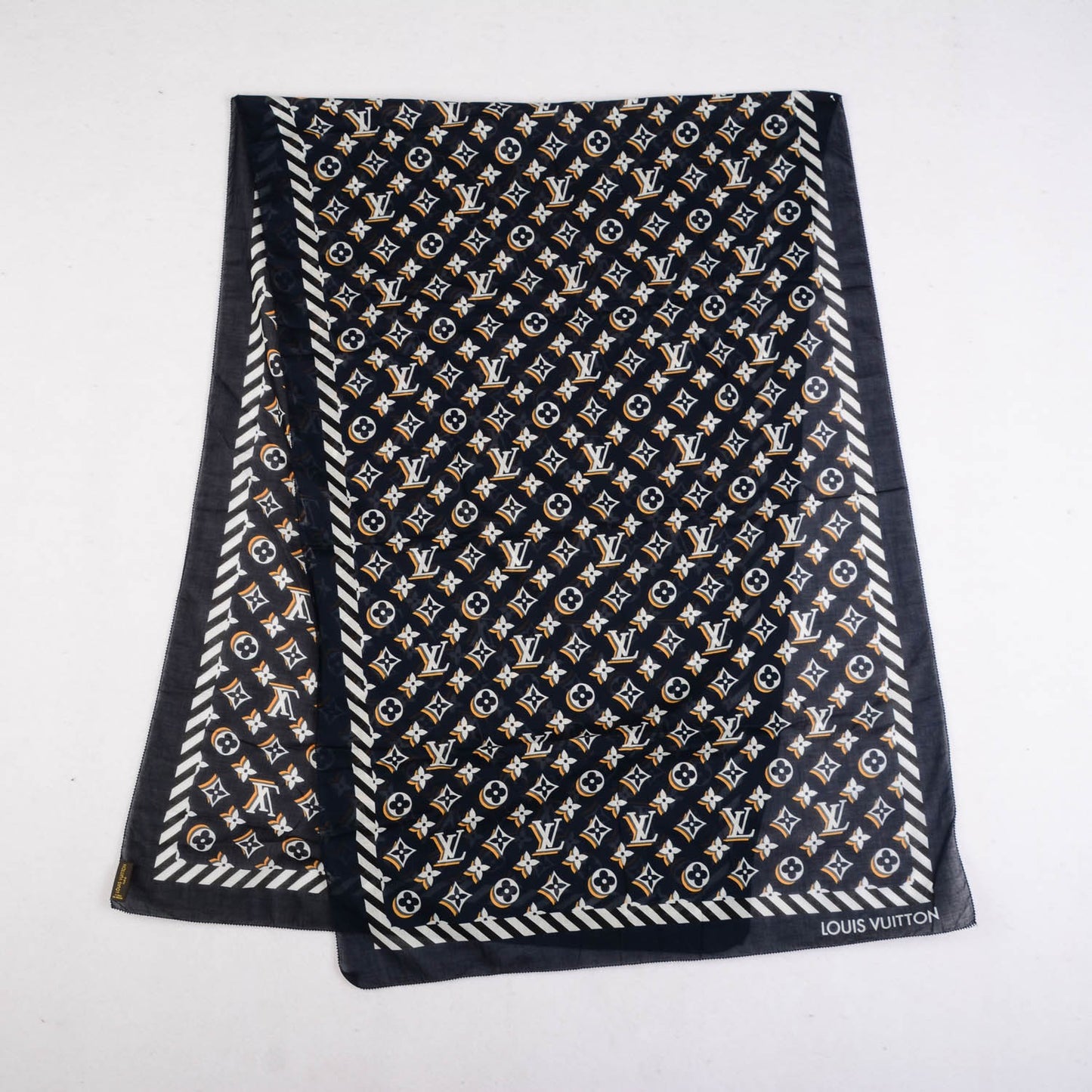 Cotton Monogram Bulles Pareo Scarf Navy