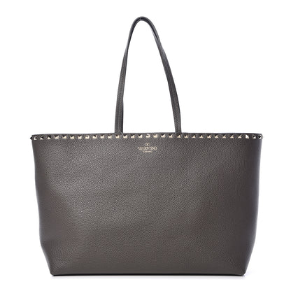 Valentino Garavani Grained Calfskin Rockstud Shoulder Tote Graphite 1 of 9