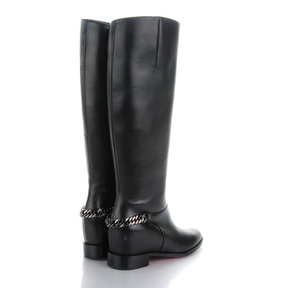 Christian Louboutin Calfskin Cate Chain Flat Tall Boots 36 Black 4 of 6