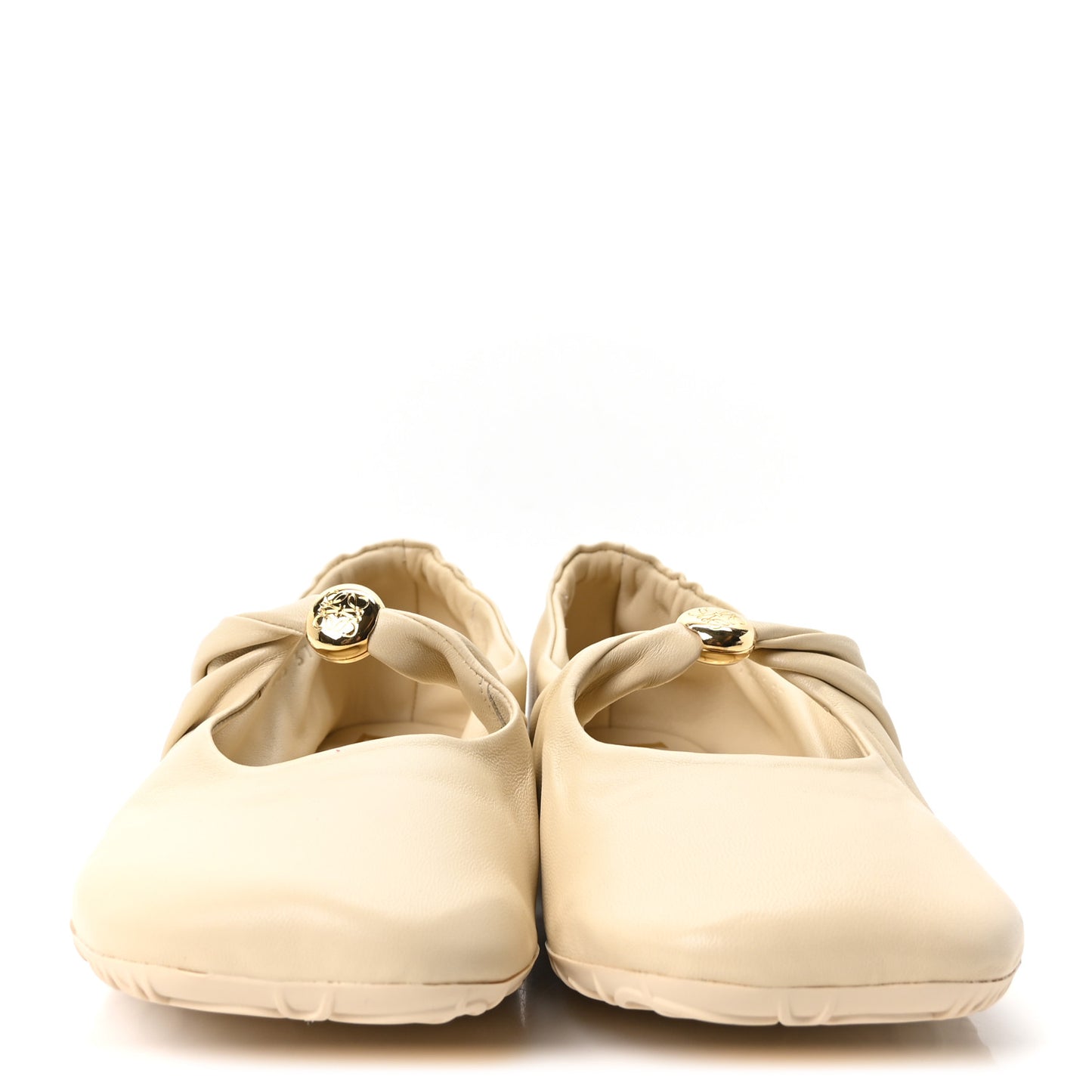 Lambskin Pebble Ballerina Flats 37 Dough
