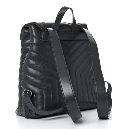 Saint Laurent Calfskin Y Quilted Monogram Medium Loulou Backpack Storm 3 of 16