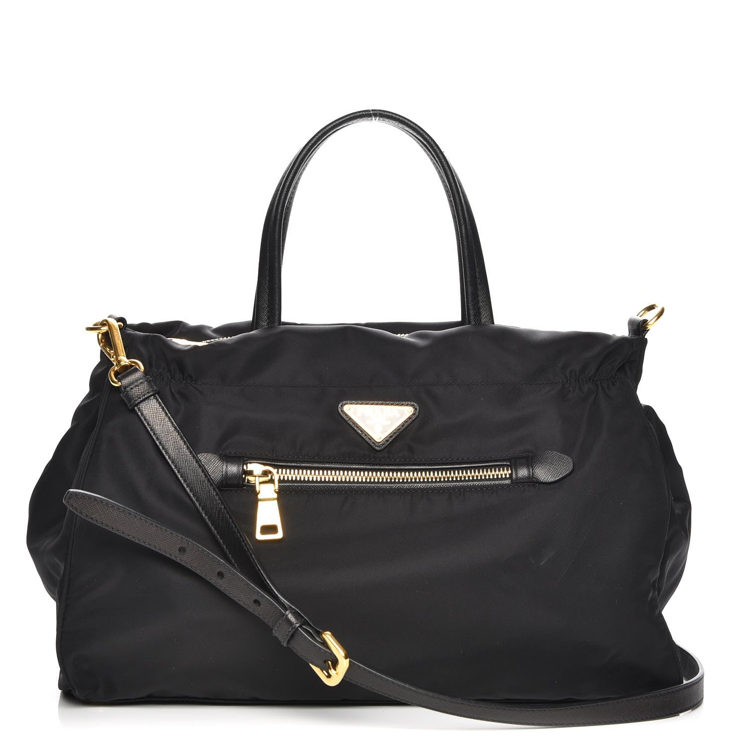 Prada Tessuto Nylon Saffiano Shopping Satchel Black 1 of 9