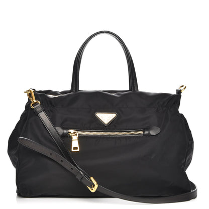 Prada Tessuto Nylon Saffiano Shopping Satchel Black 1 of 9