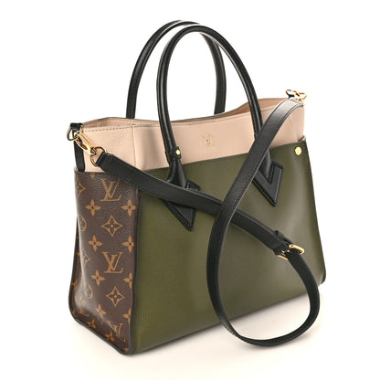 Louis Vuitton Calfskin Monogram On My Side MM Laurier Green Toffee Latte Beige 3 of 9