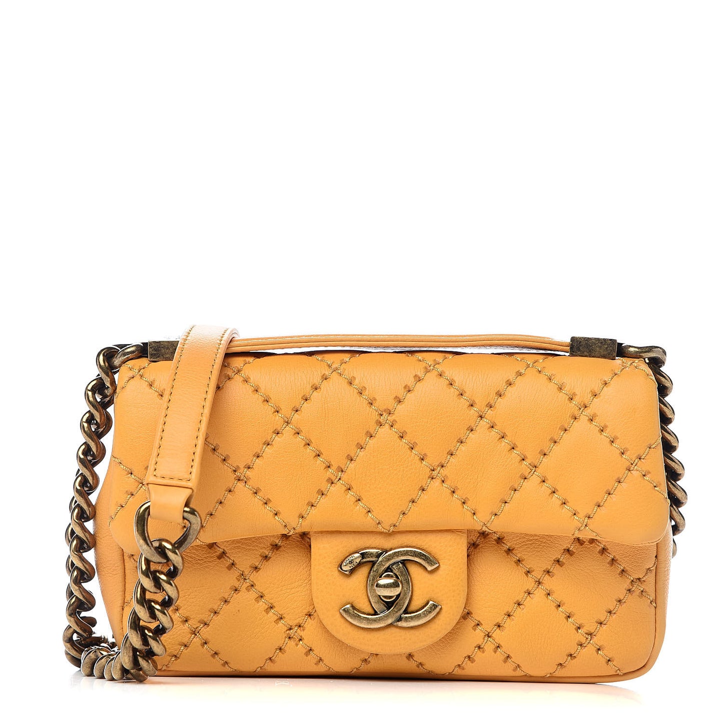 Calfskin Quilted Mini Urban Day Flap Yellow