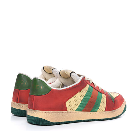 Gucci Nubuck Web Mens Screener Sneakers 7 Light Hibiscus Red Burro 4 of 9