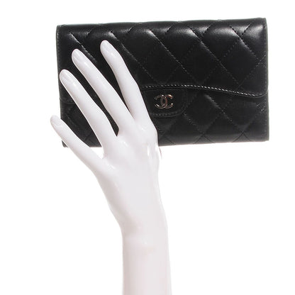 Chanel Lambskin Quilted Large Flap Wallet Black 2 of 9