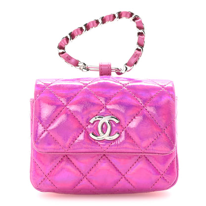 Chanel Patent Lambskin Quilted CC Hook Card Holder Pink 1 of 10