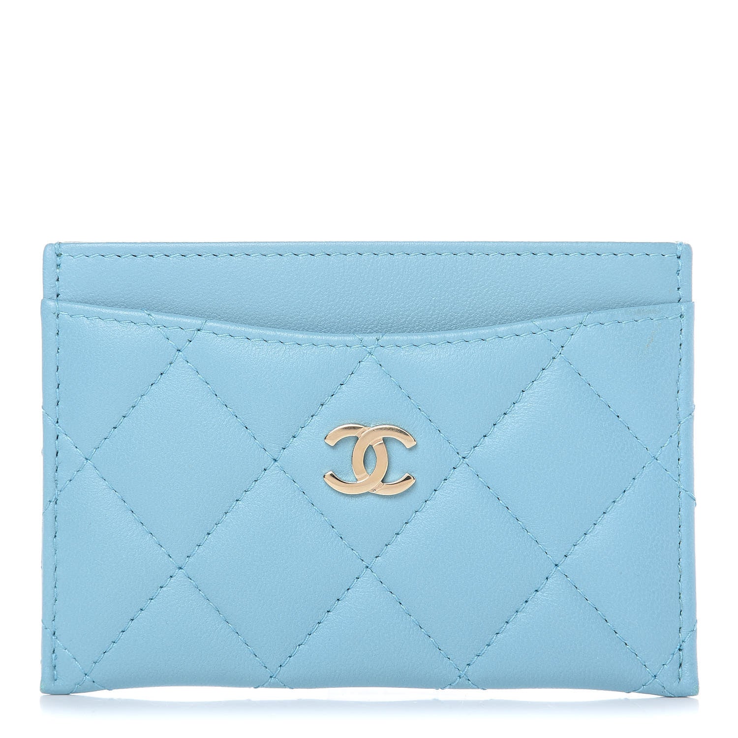 Chanel Lambskin Quilted Card Holder Light Blue 1 of 11