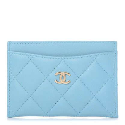 Chanel Lambskin Quilted Card Holder Light Blue 1 of 11