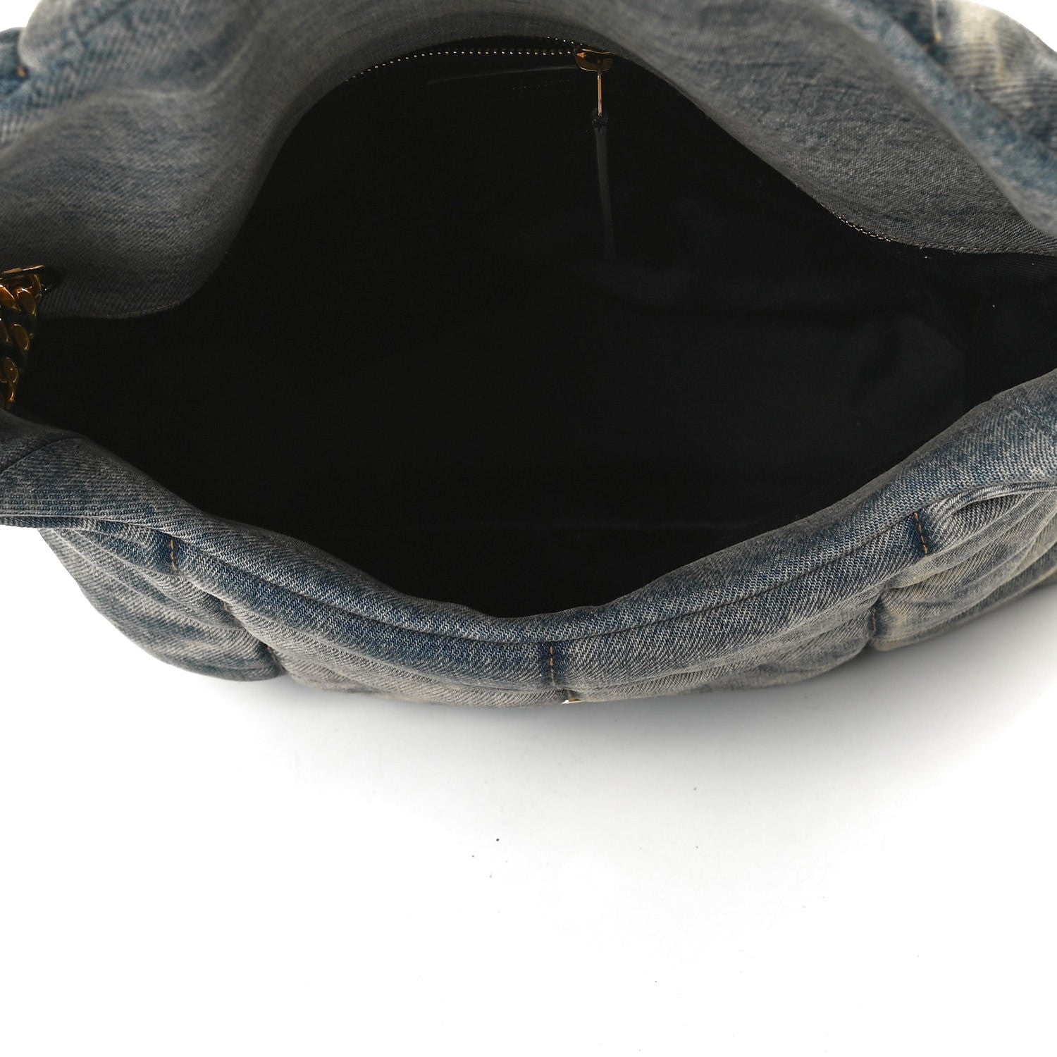Saint Laurent Denim Quilted Medium Loulou Puffer Monogram Chain Satchel Blue Cinnamon 5 of 13