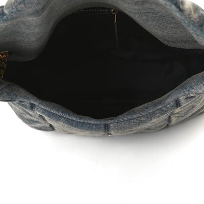 Saint Laurent Denim Quilted Medium Loulou Puffer Monogram Chain Satchel Blue Cinnamon 5 of 13
