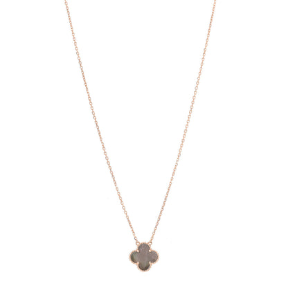 Van Cleef & Arpels 18K Rose Gold Gray Mother of Pearl Vintage Alhambra Pendant Necklace 1 of 7