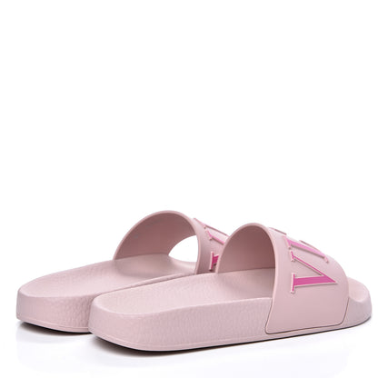 Valentino Garavani Rubber VLTN Pool Slide Sandals 36 Water Rose 5 of 9