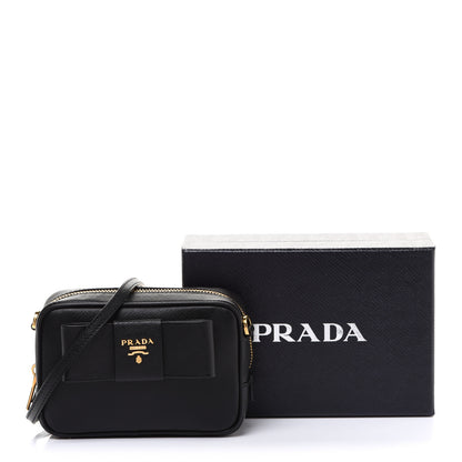 Prada Saffiano Fiocco Bow Camera Crossbody Bag Black 11 of 11