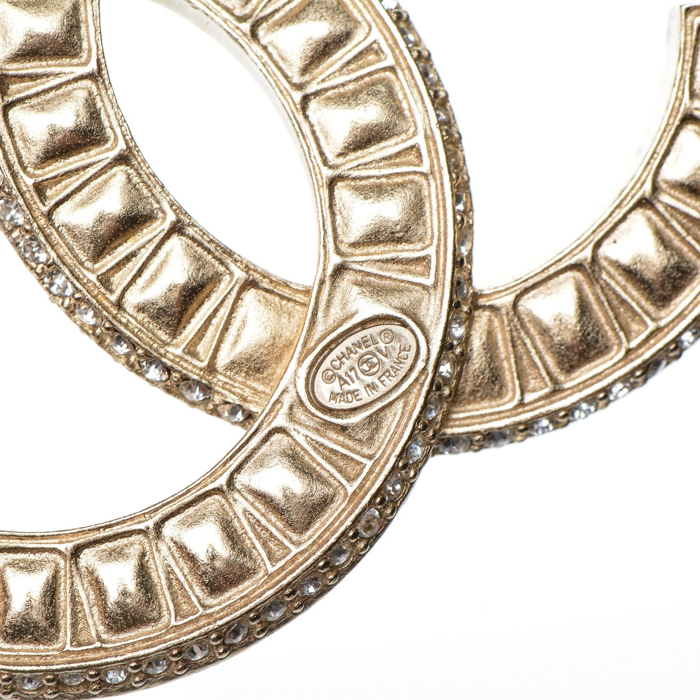 Baguette Crystal CC Brooch Light Gold