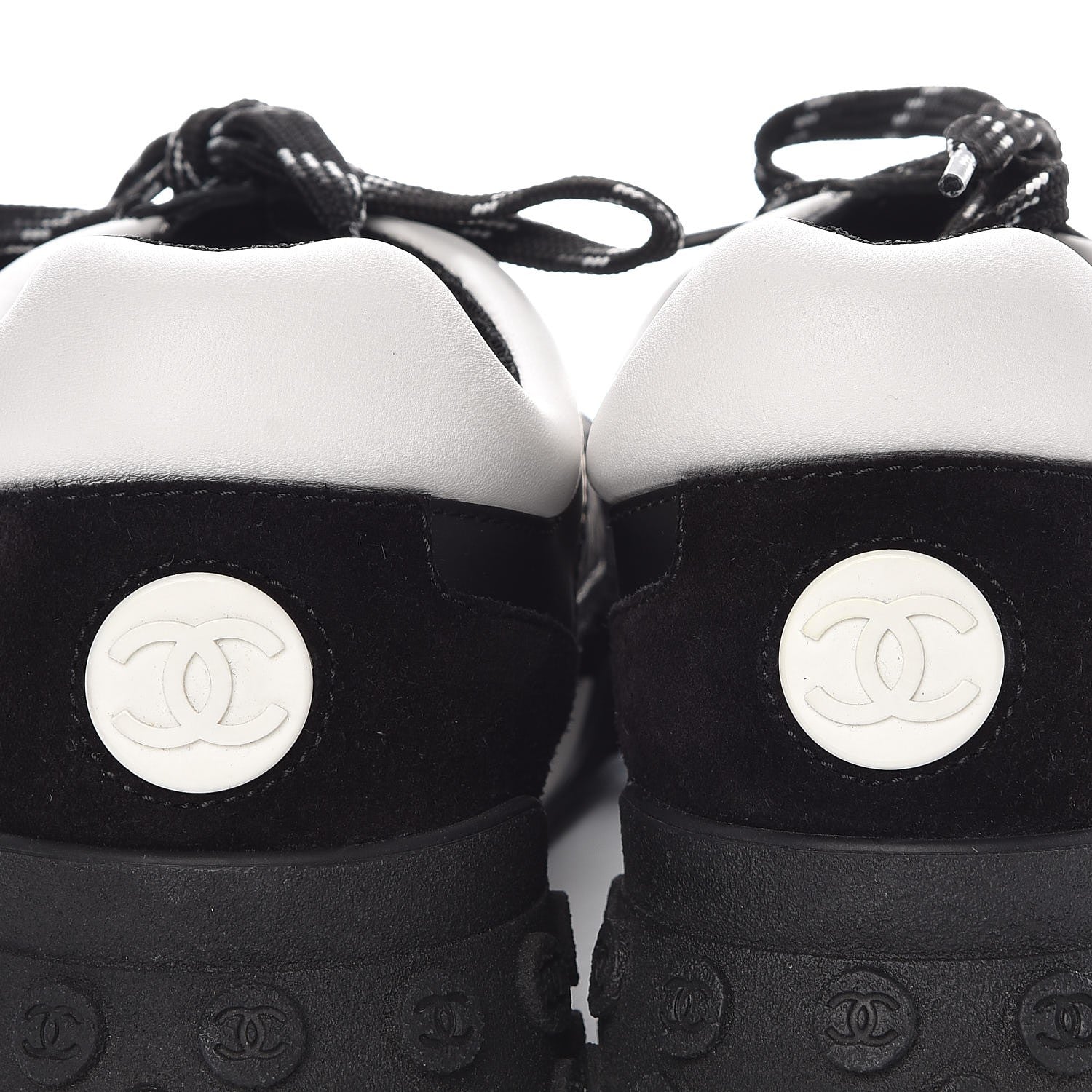 Chanel Nylon Calfskin Suede CC Sneakers 40 Grey Black White 8 of 24