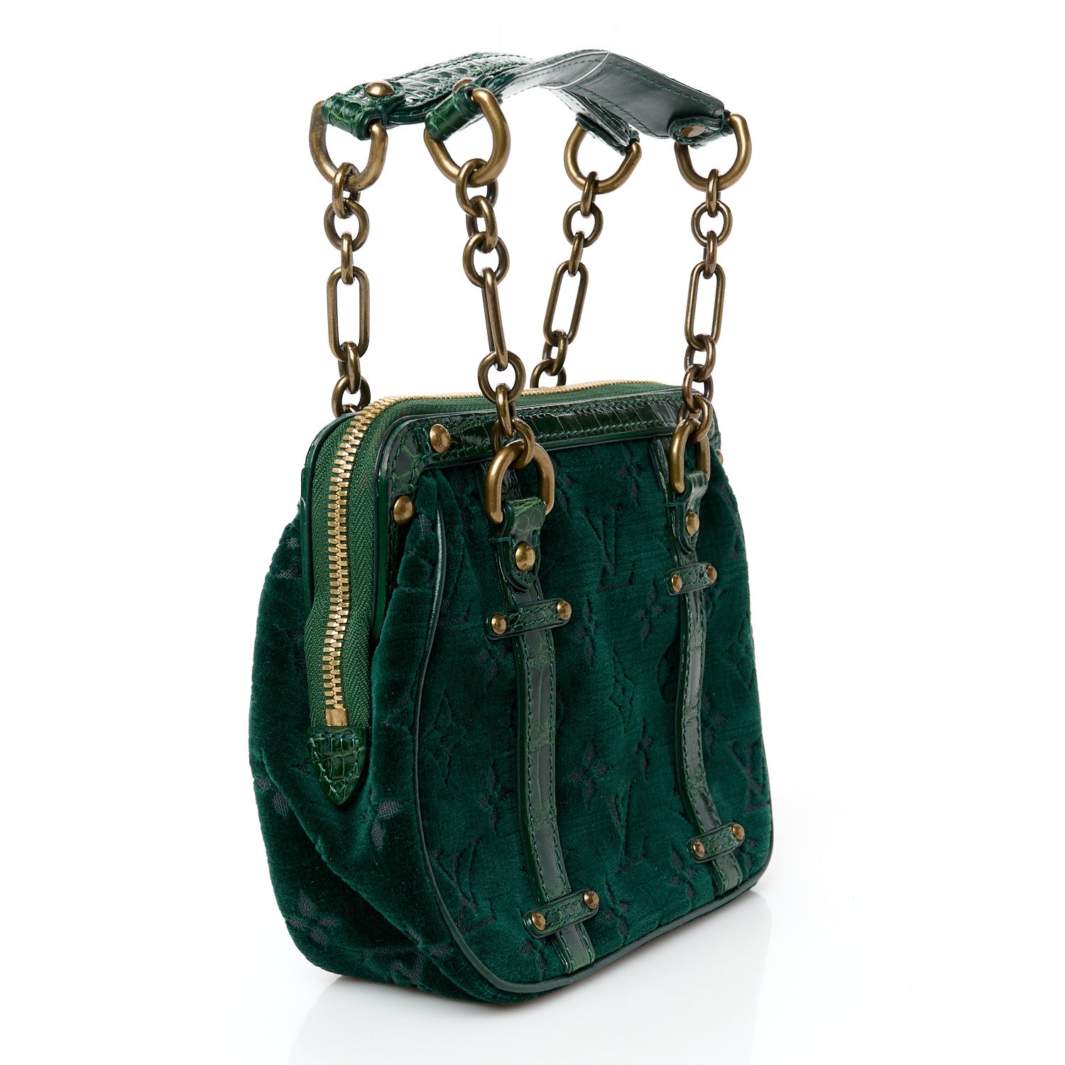 Louis Vuitton Monogram Velours Alligator Gracie MM Green 1750135