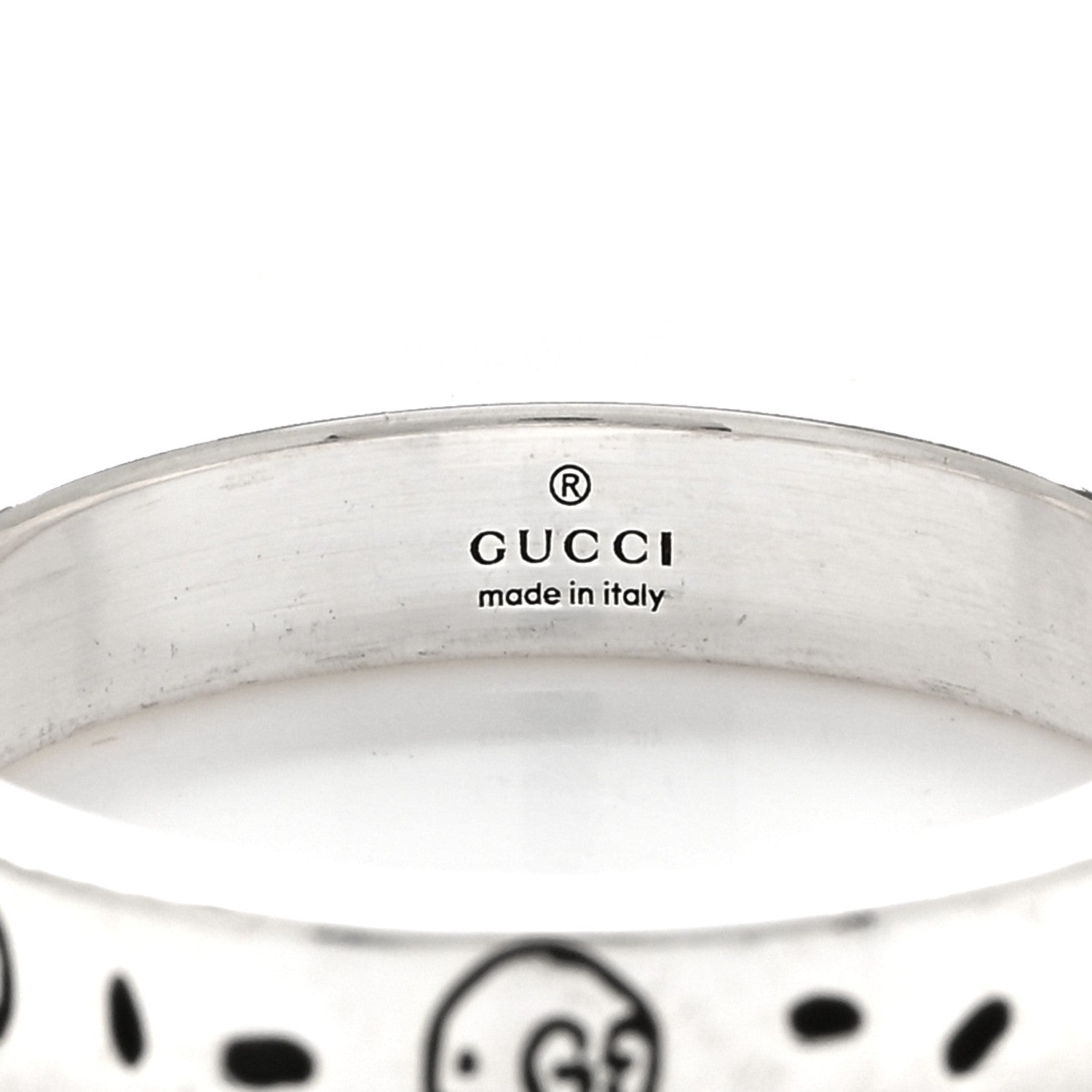 Gucci Sterling Silver GucciGhost Hamlet Skull Narrow Ring 58 8.5 4 of 4