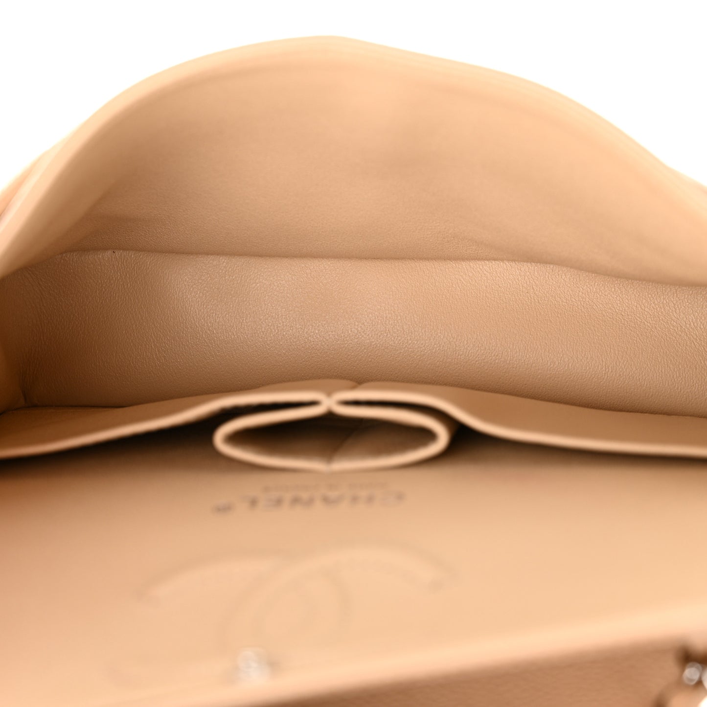 Caviar Quilted Small Double Flap Beige