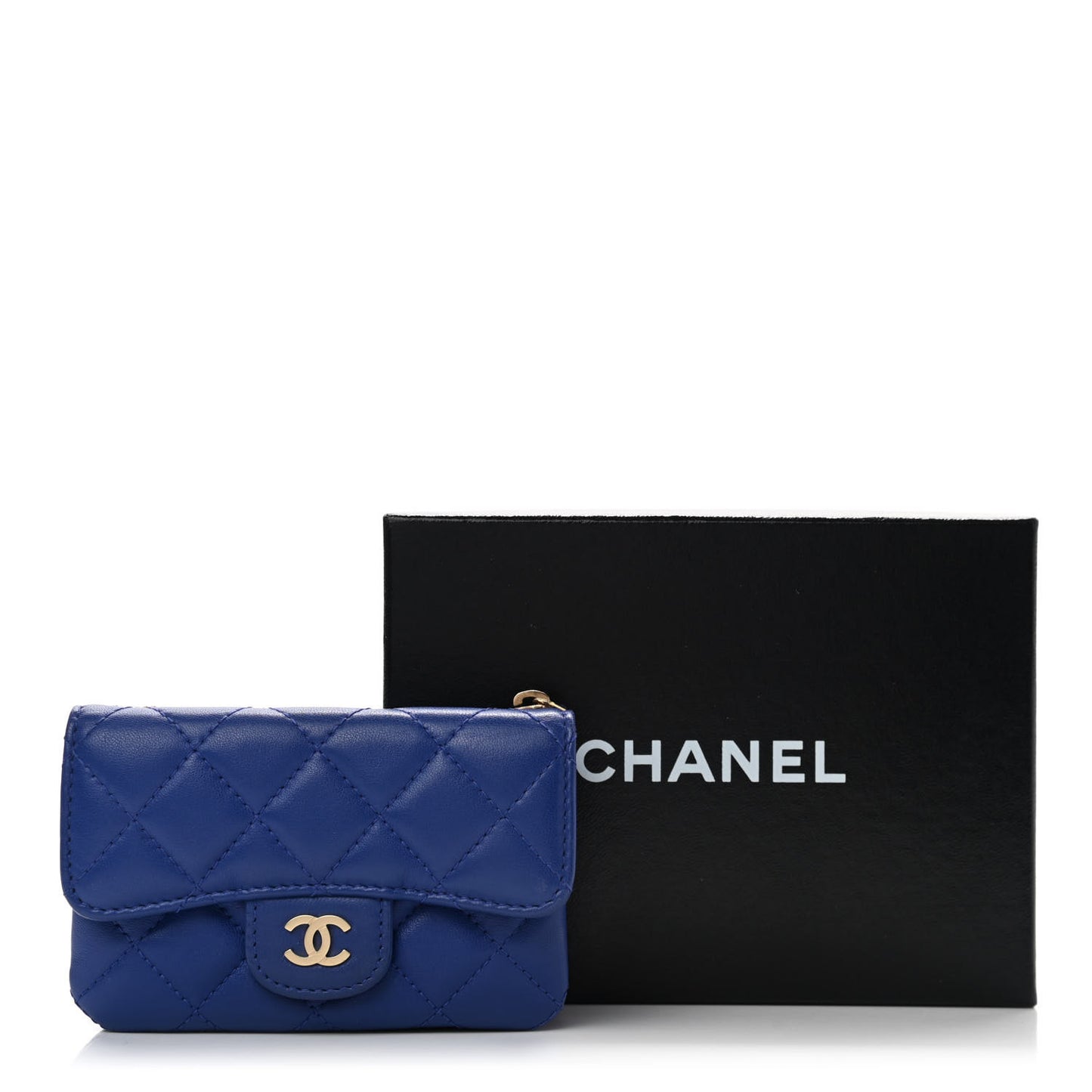 Lambskin Quilted Coin Purse Blue
