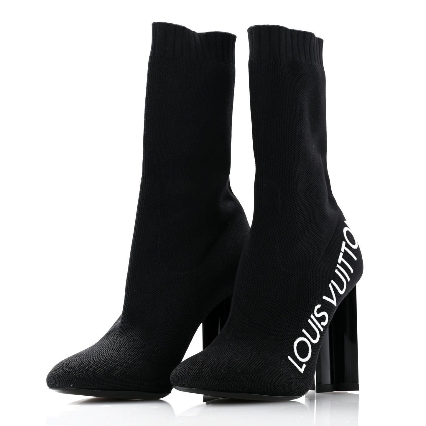 Stretch Fabric Silhouette Ankle Boots 37 Black