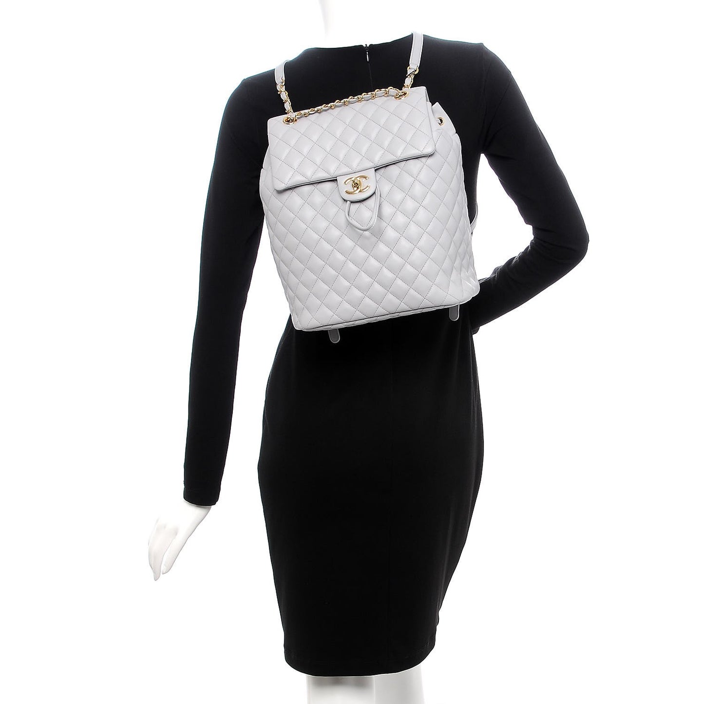 Calfskin Quilted Large Urban Spirit Backpack Grey