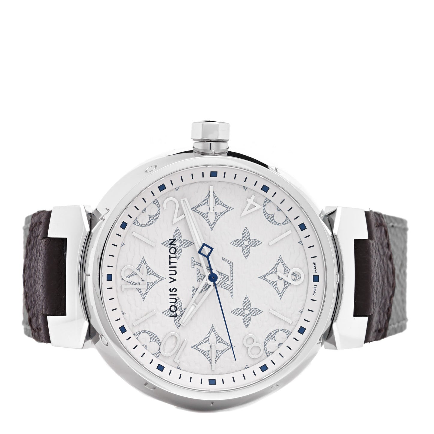 Stainless Steel Monogram 41mm Tambour Quartz Watch White