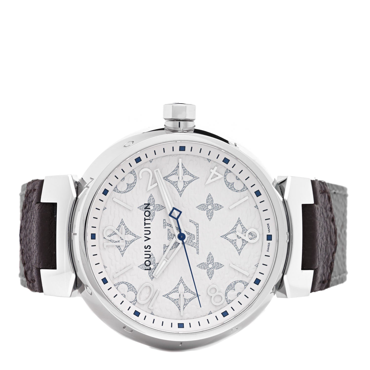 Louis Vuitton Stainless Steel Monogram 41mm Tambour Quartz Watch White 2 of 5
