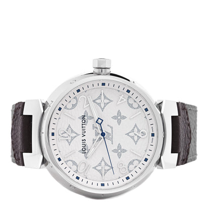 Louis Vuitton Stainless Steel Monogram 41mm Tambour Quartz Watch White 2 of 5