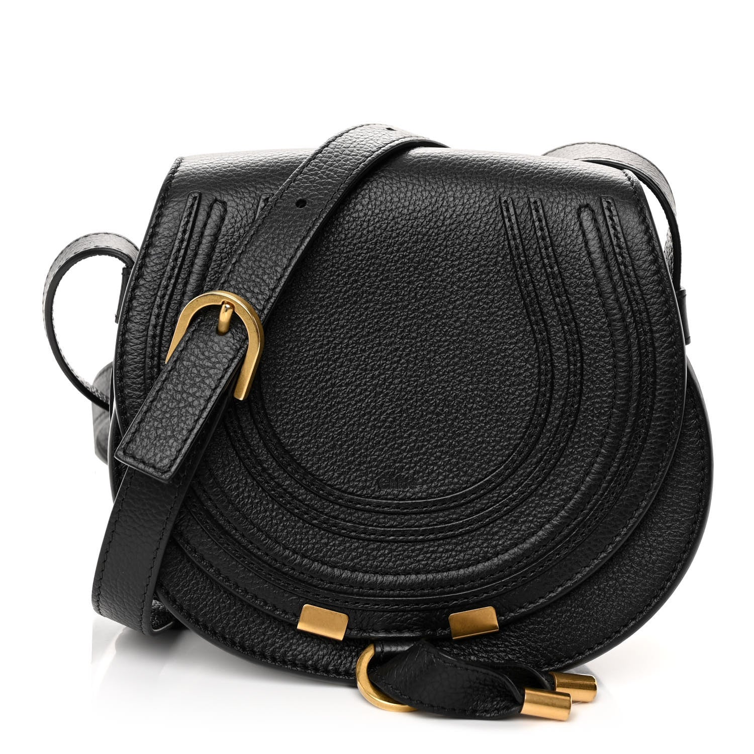 Chloe Calfskin Mini Marcie Round Crossbody Bag Black 1 of 9