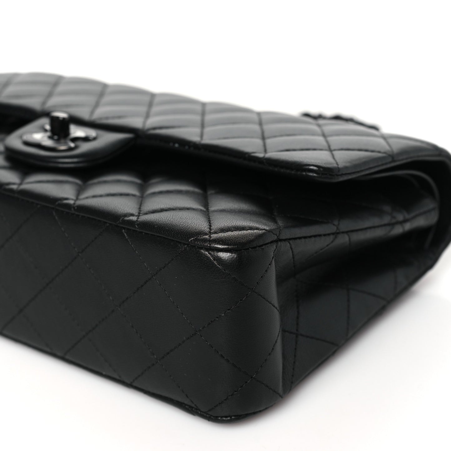 Lambskin Quilted Medium Double Flap So Black