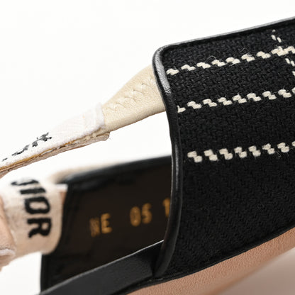 Christian Dior Fabric Ribbon Tartan Plaid J'Adior Slingback Ballet Flats 38.5 Black White 11 of 12