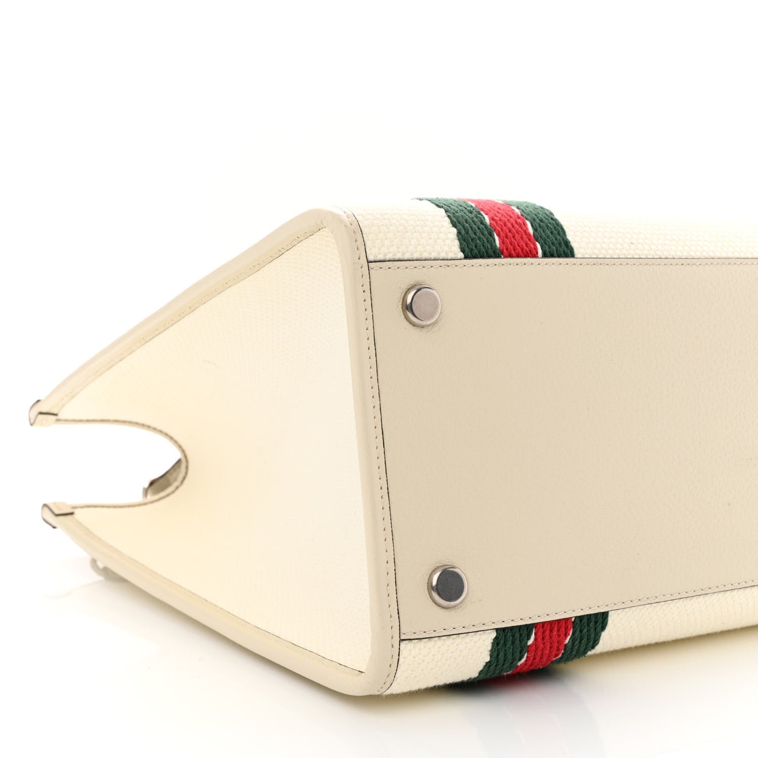 Gucci Canvas Web Embroidered Interlocking G Tote Light Beige Mystic White Green Red 8 of 9