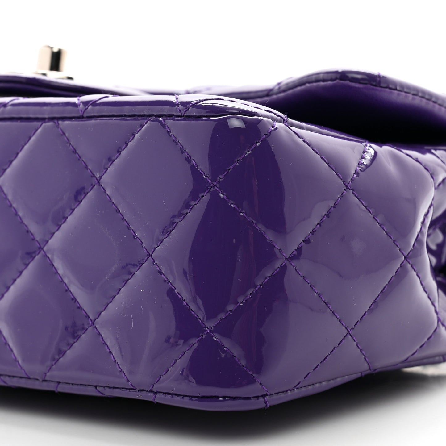 Patent Quilted Mini Rectangular Flap Purple