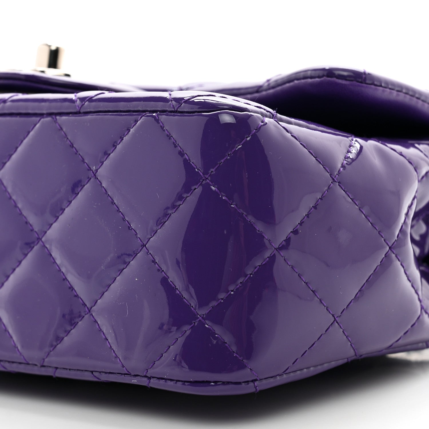 Chanel Patent Quilted Mini Rectangular Flap Purple 10 of 10