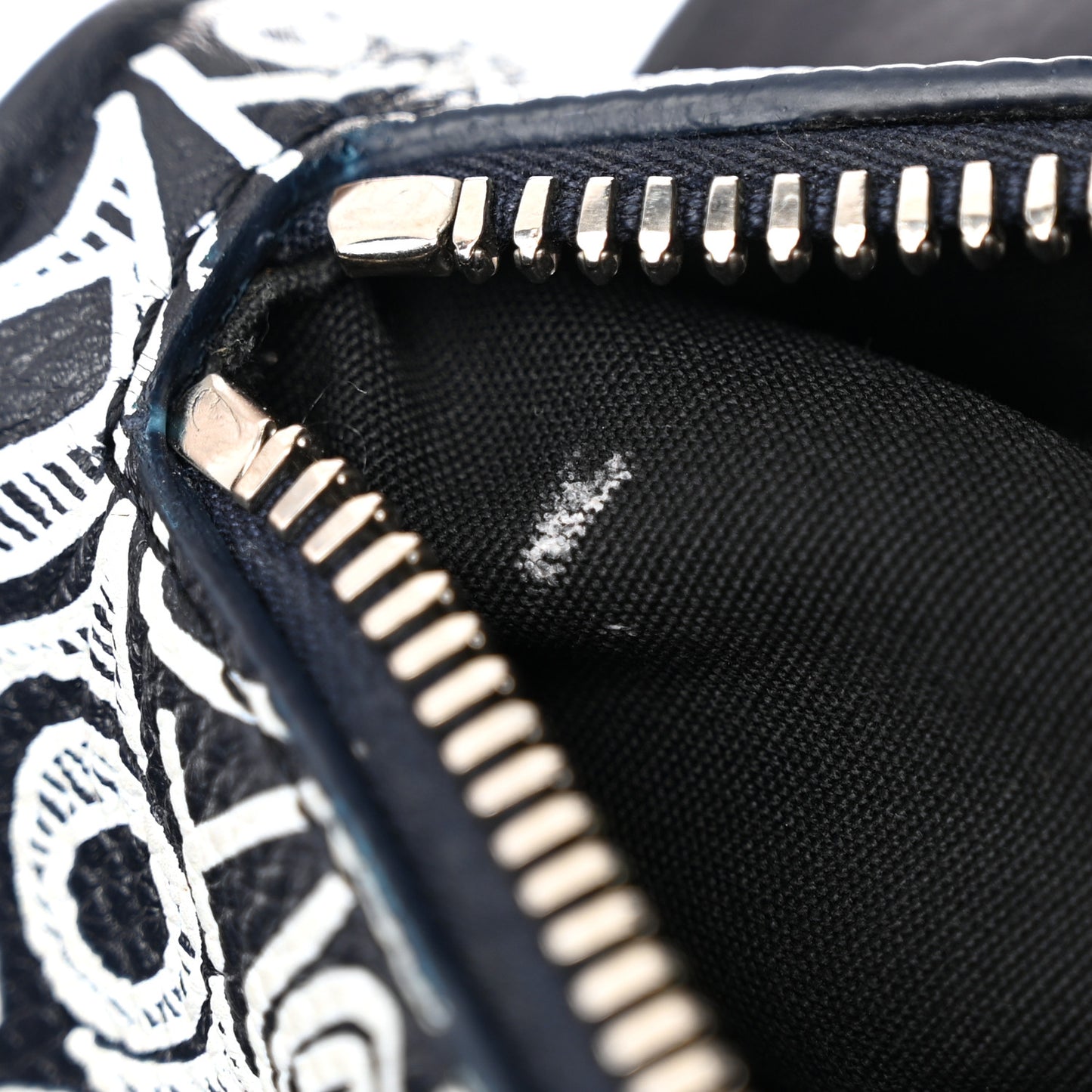 X SHAWN STUSSY Grained Calfskin Printed Mens Saddle Bag Navy Blue