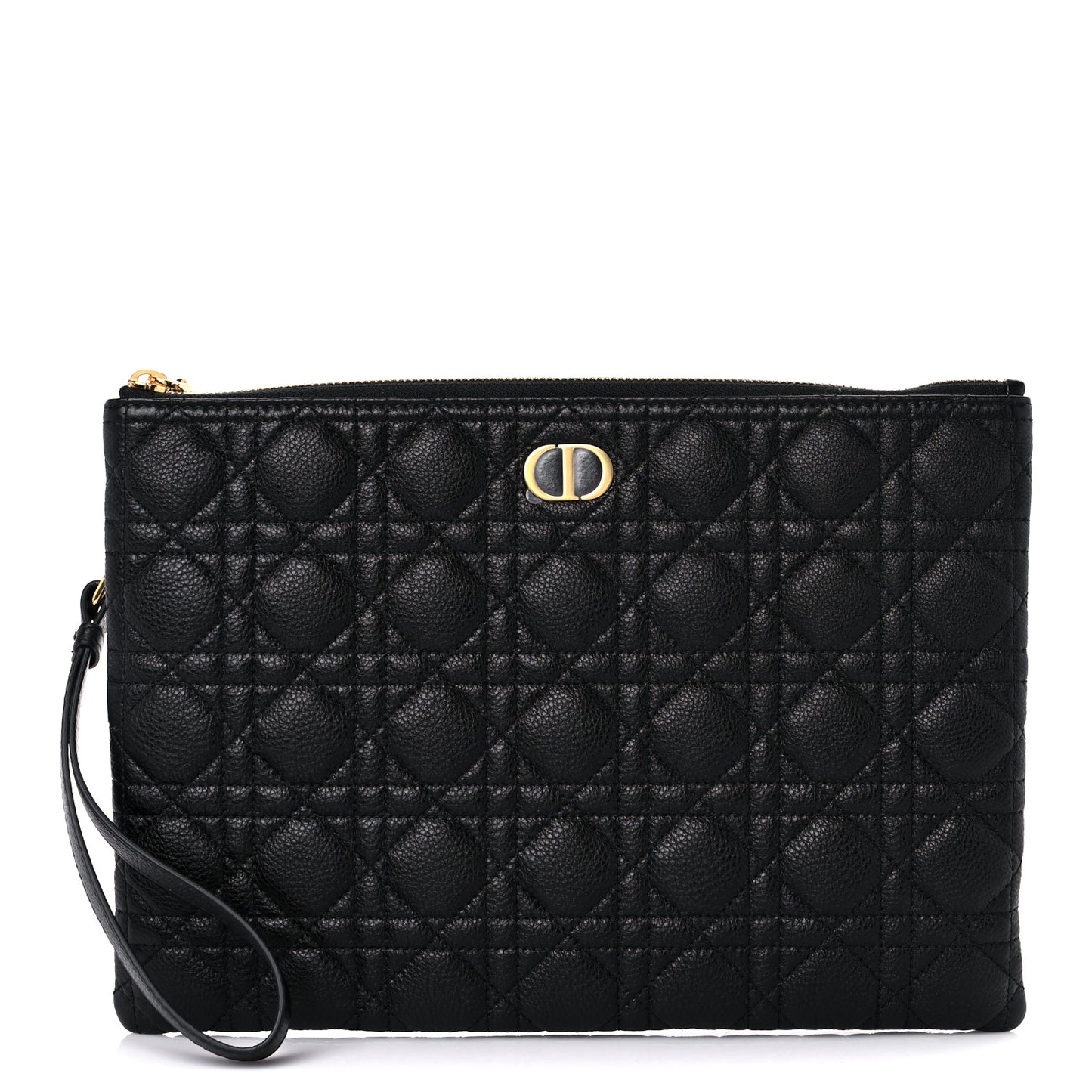Supple Calfskin Cannage Large Caro Daily Pouch Black