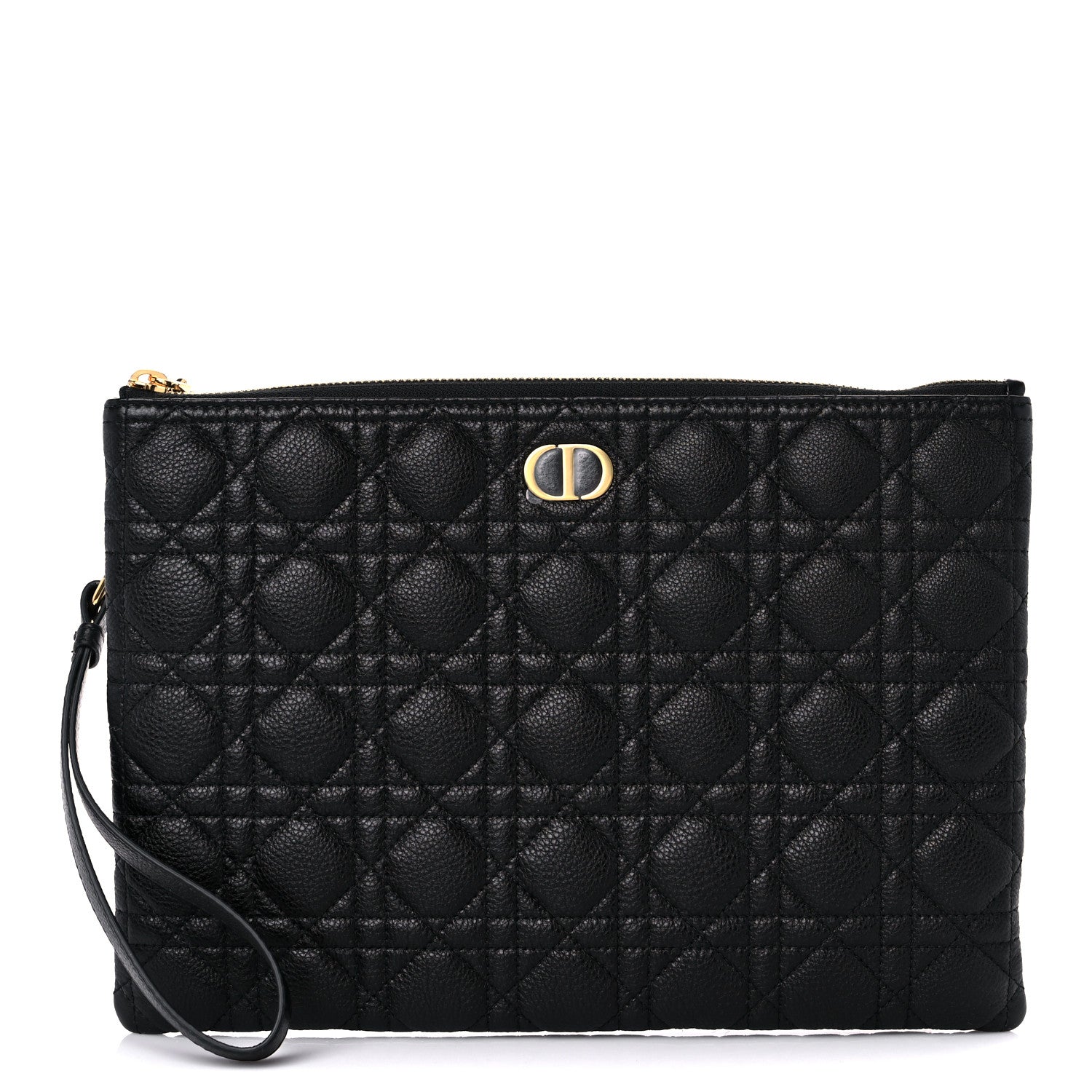 Christian Dior Supple Calfskin Cannage Large Caro Daily Pouch Black 1 of 9