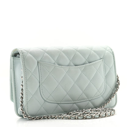 Chanel Caviar Quilted Wallet on Chain WOC Light Blue 2 of 12