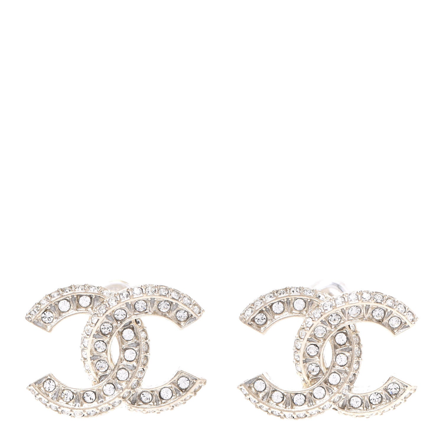 Chanel Crystal Textured CC Earrings Gold 1 of 5